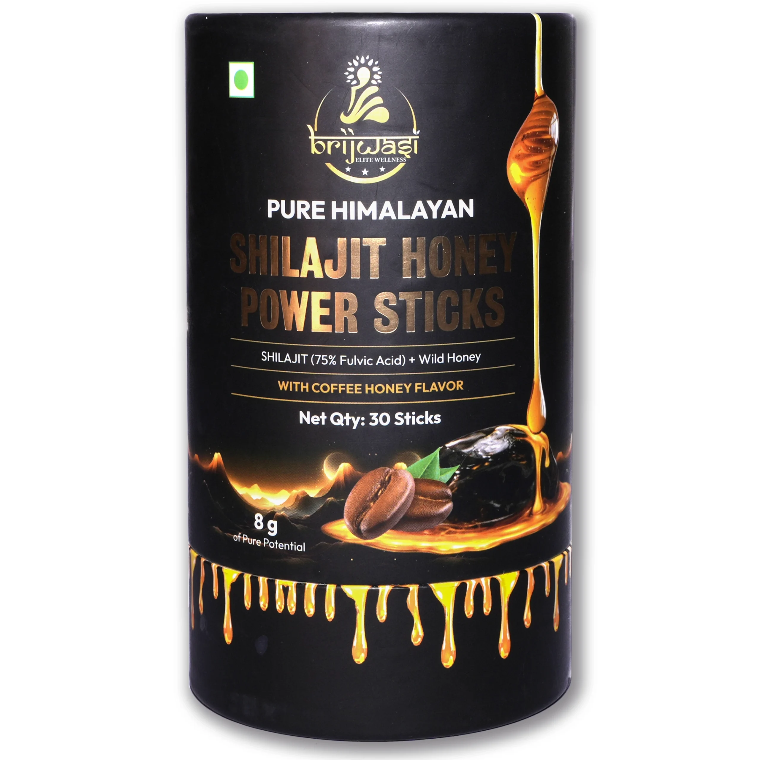 Pure Himalayan Shilajit Honey Power Sticks (Coffee Honey Flavour) - 30 Sticks