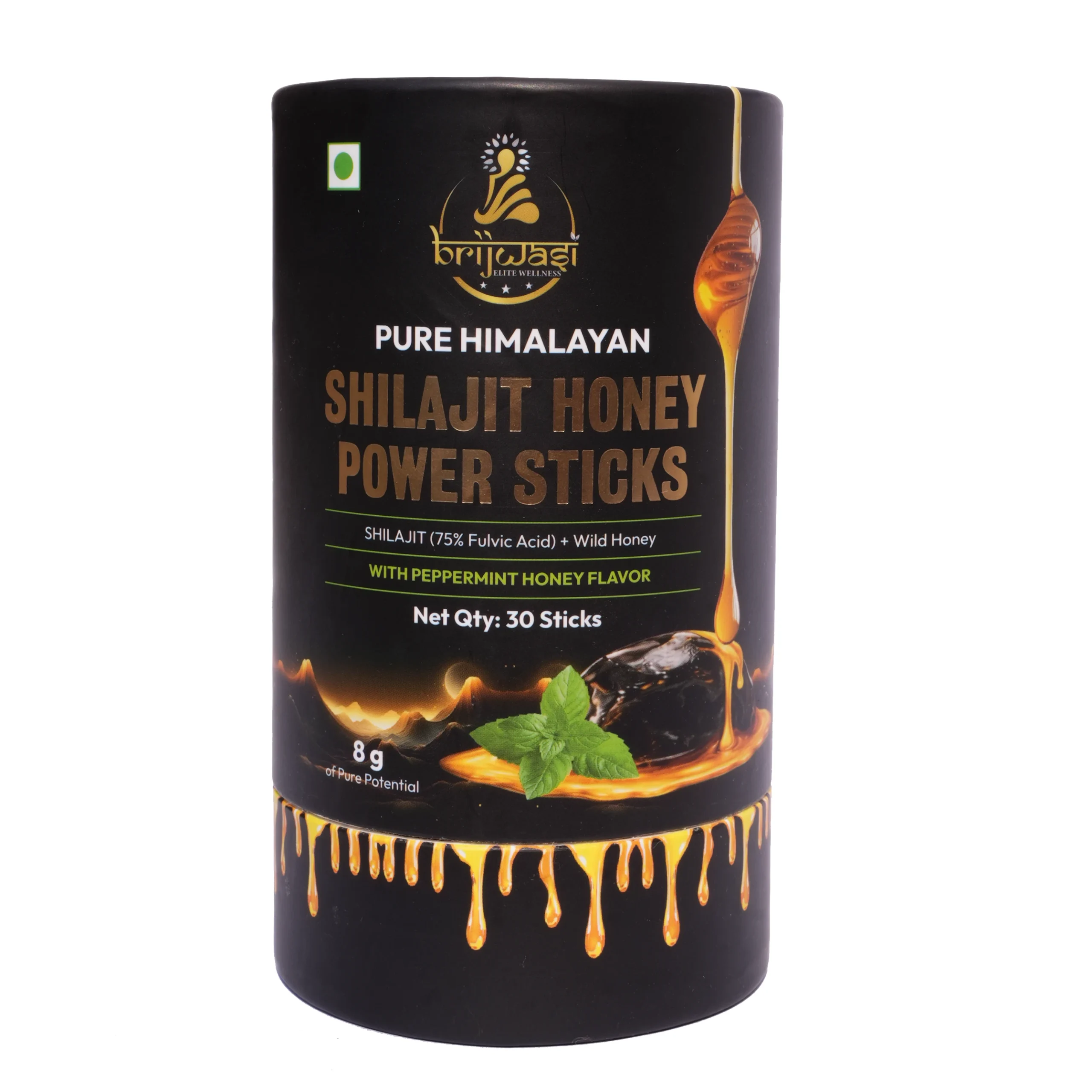 Pure Himalayan Shilajit Honey Power Sticks (Peppermint Honey Flavour) - 30 Sticks
