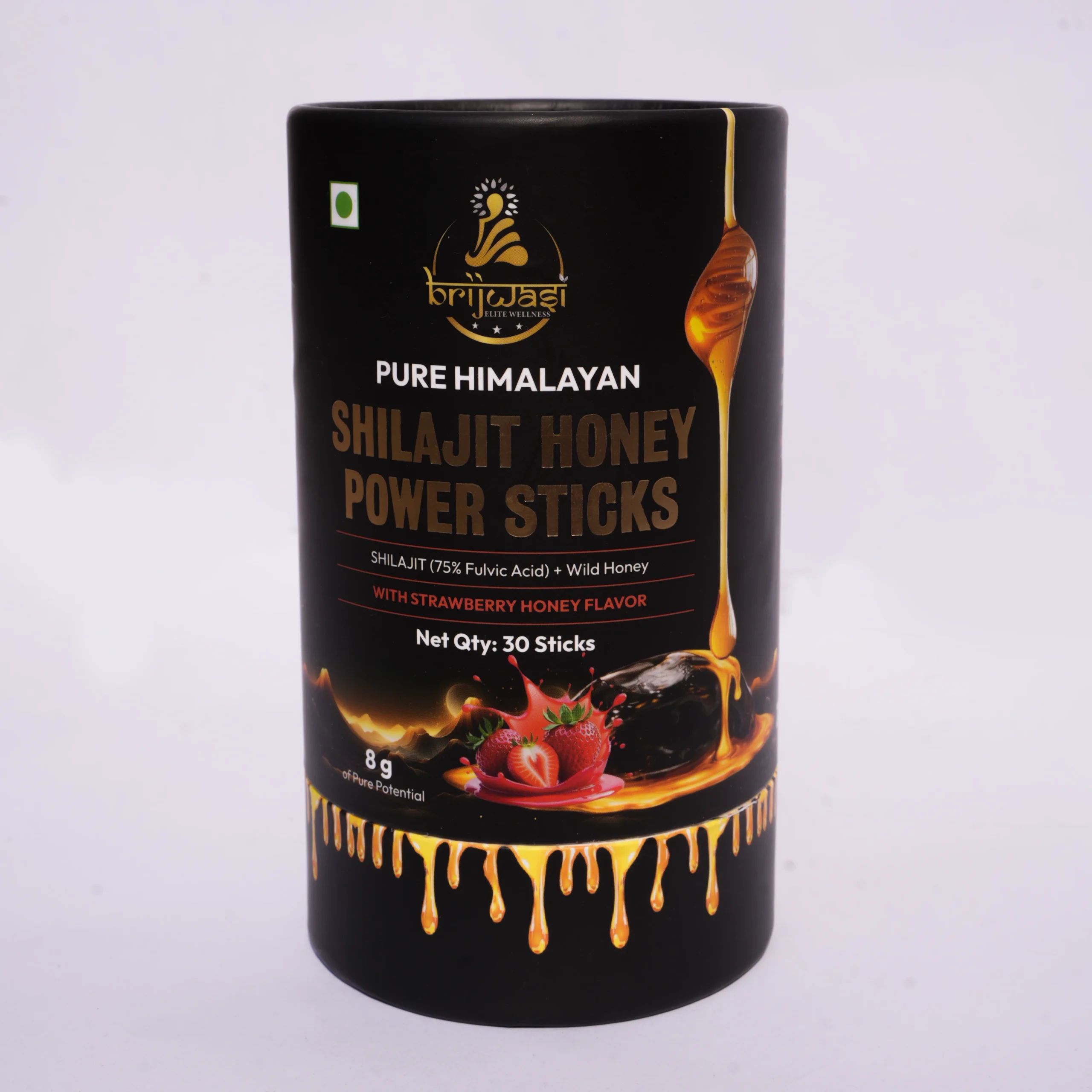 Pure Himalayan Shilajit Honey Power Sticks (Strawberry Honey Flavour) - 30 Sticks